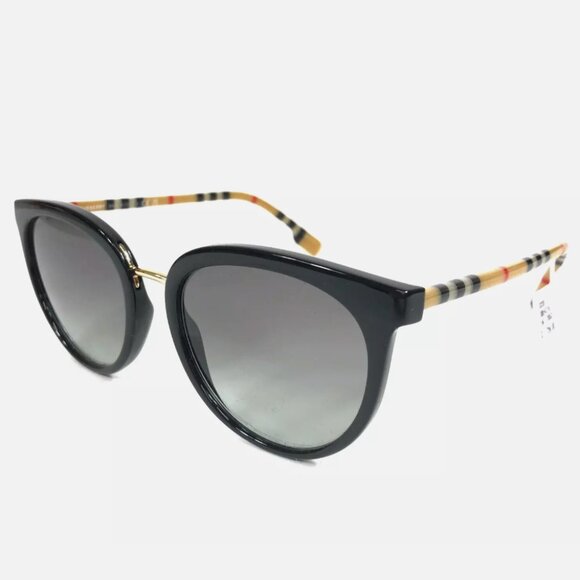 Burberry Sunglasses Black Brown Check Gray Gradient Lenses - Picture 5 of 8